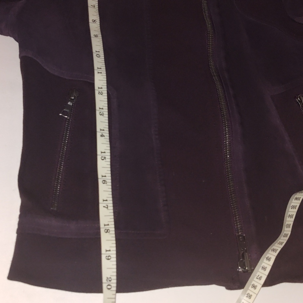 Theory Shezi K Combo Moto Jacket Eggplant Purple Suede Small Cropped Lamb Leathe - Picture 9 of 11